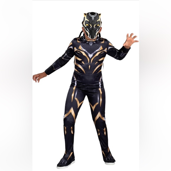 NEW Marvel Girl Black Panther Halloween Costume Girls Size Small 4-7 w/‎ Mask - Picture 2 of 8